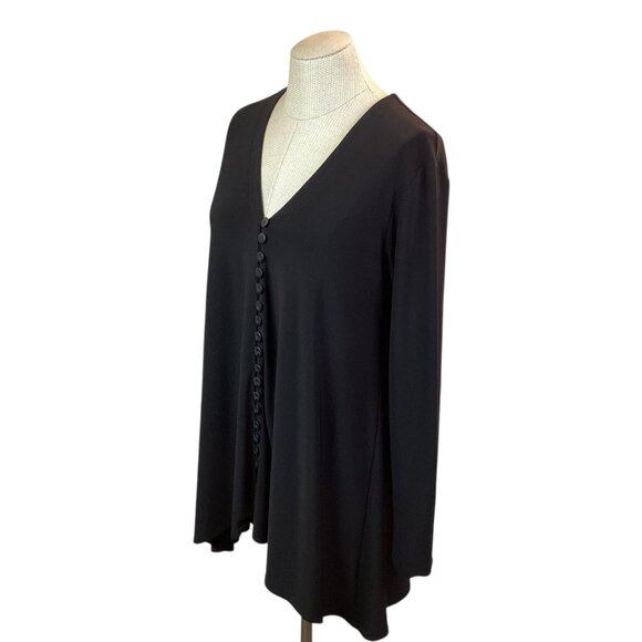 Sympli Womans 12 Tunic Top Draped Long Sleeve  Black - Picture 4 of 11
